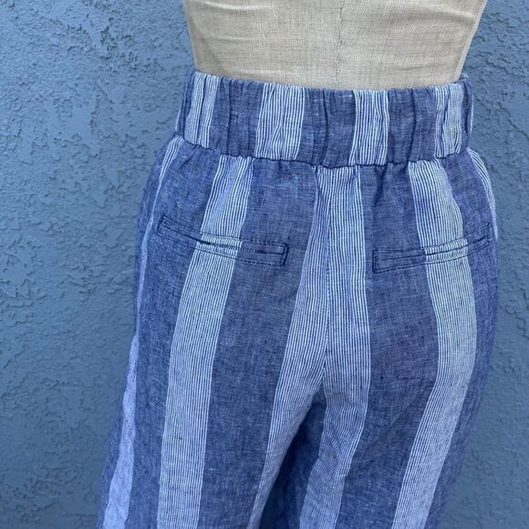 Gap Womens Linen Wide Leg Pants Size Small Striped Nautical culottes - Picture 8 of 14
